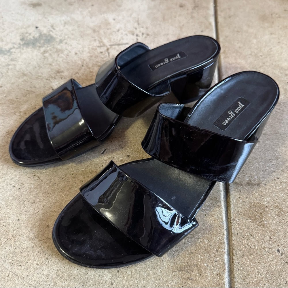 Paul Green Meg Slide Black Patent Leather Sandal 5/7.5W